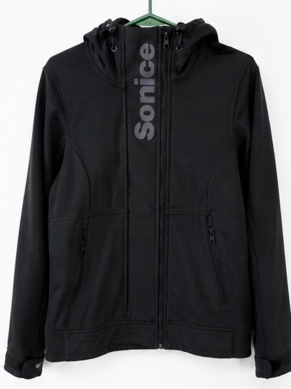 Sonice Women’s Black Hooded Softshell Jacket Full Zip Size Large